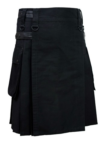 Men black leather straps - black,