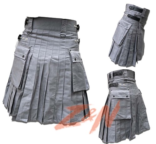 Men grey cotton leather - grey, cotton,