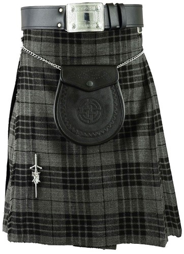 Grey scottish kilt tartan - grey,