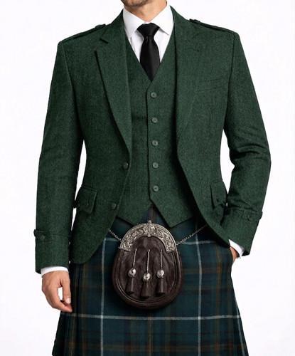 Men green wool argyle - men's,