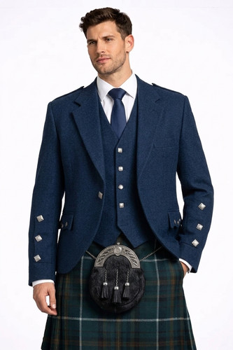 Scottish navy blue argyle wool - navy,