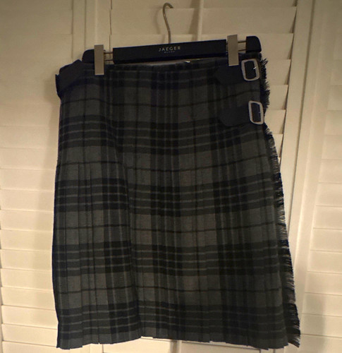 Grey tartan wool kilt skirt - ,