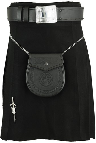 Scottish mens kilt black - kilt,