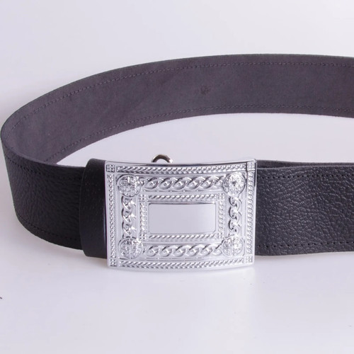 Scottish black leather belt - black,