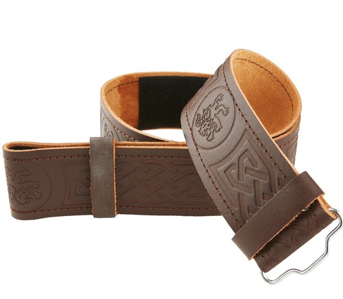 Brown celtic embossed leather - brown,